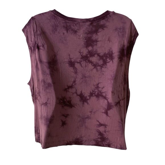 JoyLab Tie-Dye Muscle Tank Top Womens XL Crop Athletic Stretch Raw Edge Burgundy - Picture 11 of 11